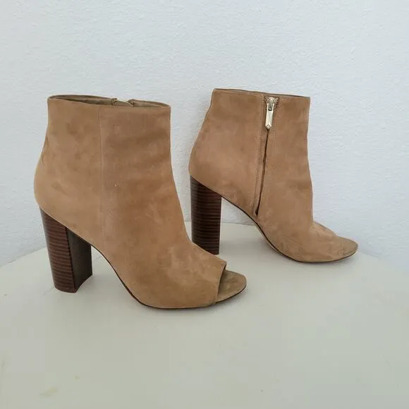Sam Edelman Women's Oatmeal Beige Padded Yarin Open Toe Heel Boots Size 9
