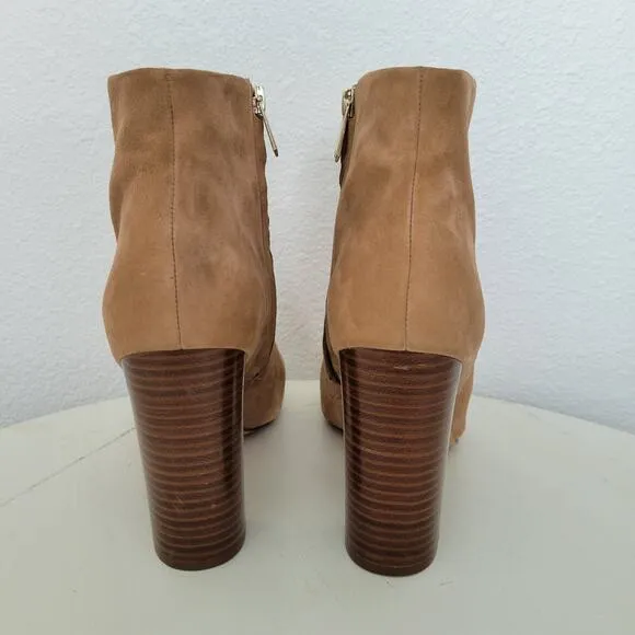 Sam Edelman Women's Oatmeal Beige Padded Yarin Open Toe Heel Boots Size 9