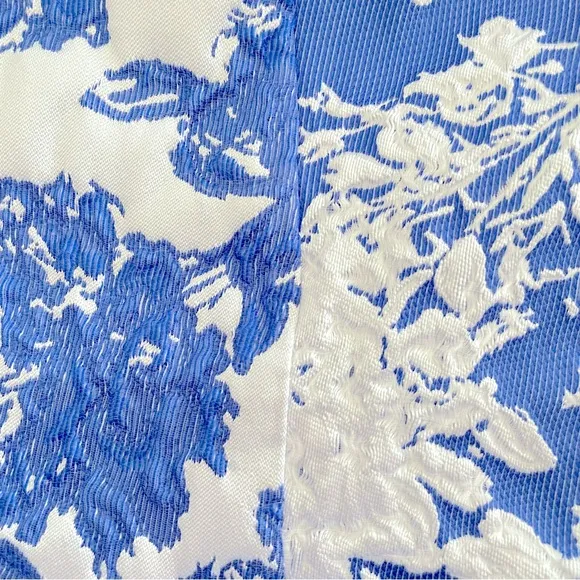 Sara Campbell formal gown 50’s Chinoiserie floral midi dress blue white Sz: 4