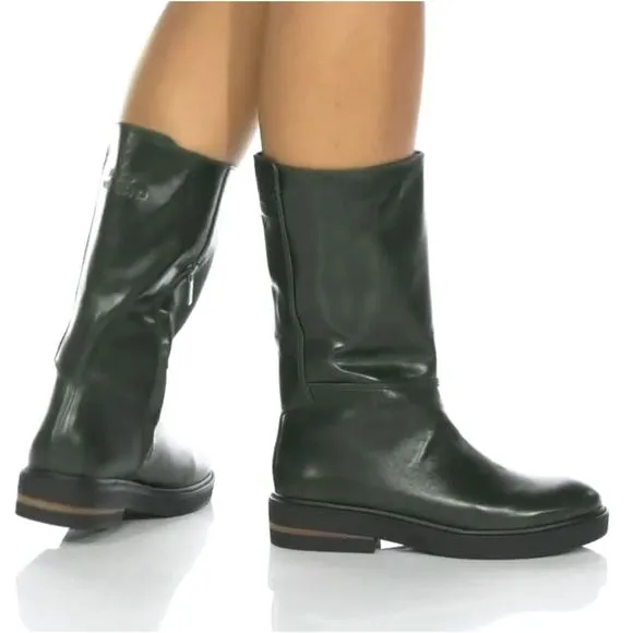 Sarto by Franco Sarto Bondie lug sole leather combat Boots green size 8 new!!