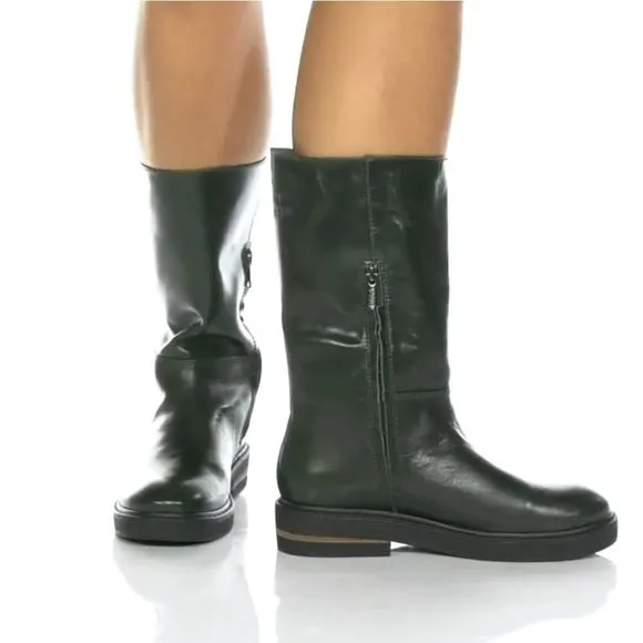 Sarto by Franco Sarto Bondie lug sole leather combat Boots green size 8 new!!