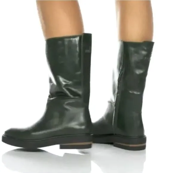 Sarto by Franco Sarto Bondie lug sole leather combat Boots green size 8 new!!