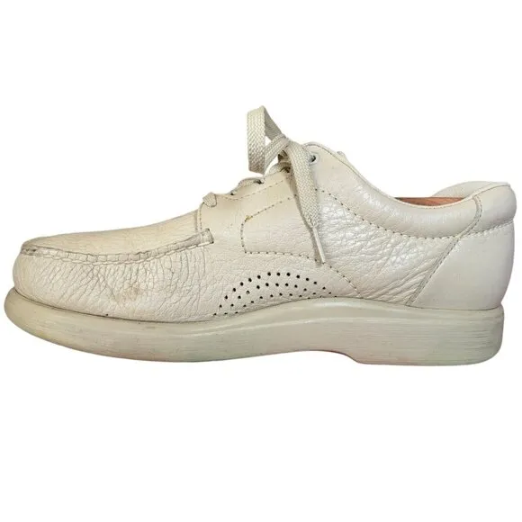 SAS Bout Time Beige Pebbled Leather Orthopedic Comfort Loafer Shoes Men's  10 M
