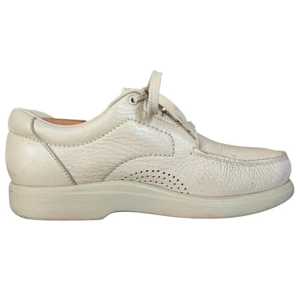 SAS Bout Time Beige Pebbled Leather Orthopedic Comfort Loafer Shoes Men's  10 M