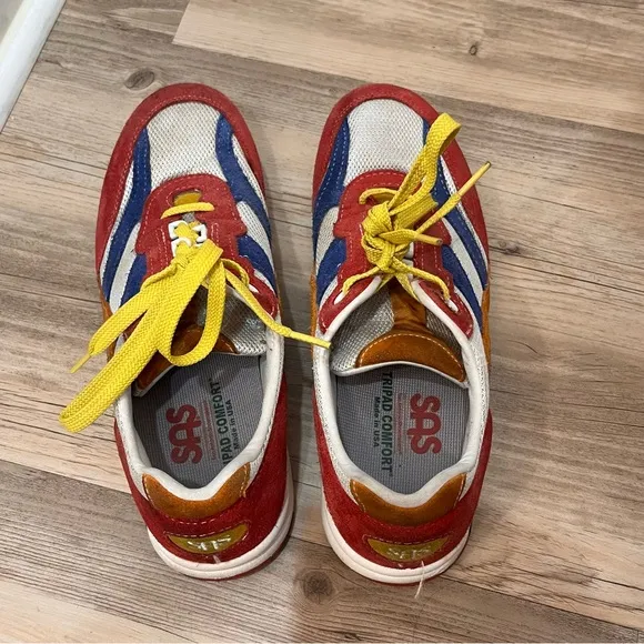 SAS Tour Mesh Lace Up Multicolor Sneaker Size 10 red blue
