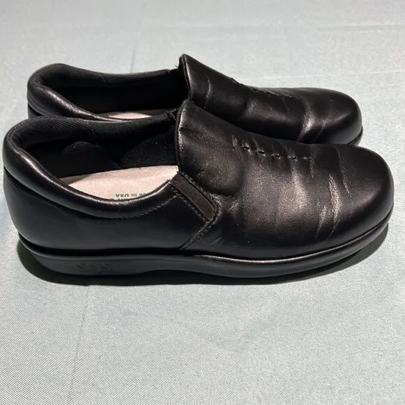 SAS Tripad Viva Black Leather Slip On Shoes Women's 6M B43