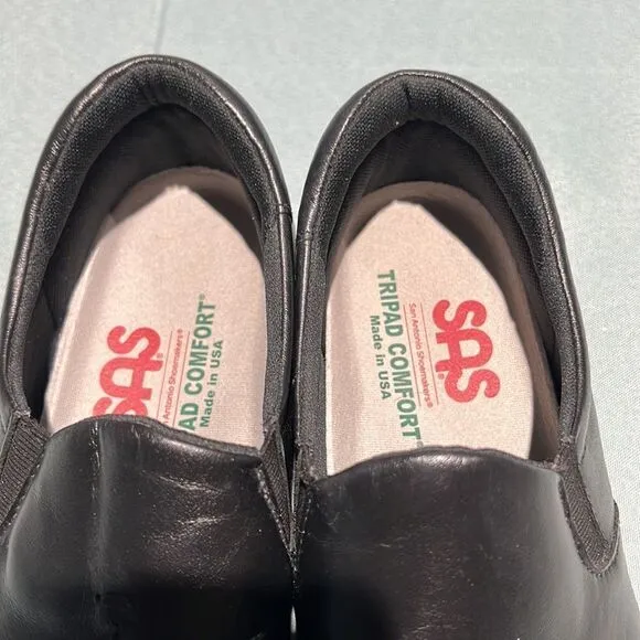 SAS Tripad Viva Black Leather Slip On Shoes Women's 6M B43