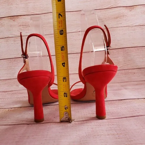 Schutz Asumini Nubuck Leather Slingback Sandal Kitten Heel Open Toe Shoes 8B