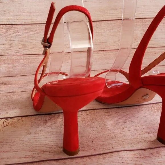 Schutz Asumini Nubuck Leather Slingback Sandal Kitten Heel Open Toe Shoes 8B