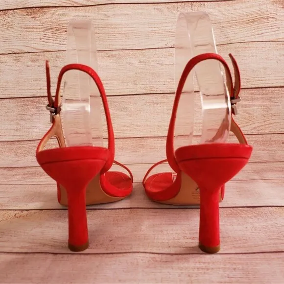 Schutz Asumini Nubuck Leather Slingback Sandal Kitten Heel Open Toe Shoes 8B