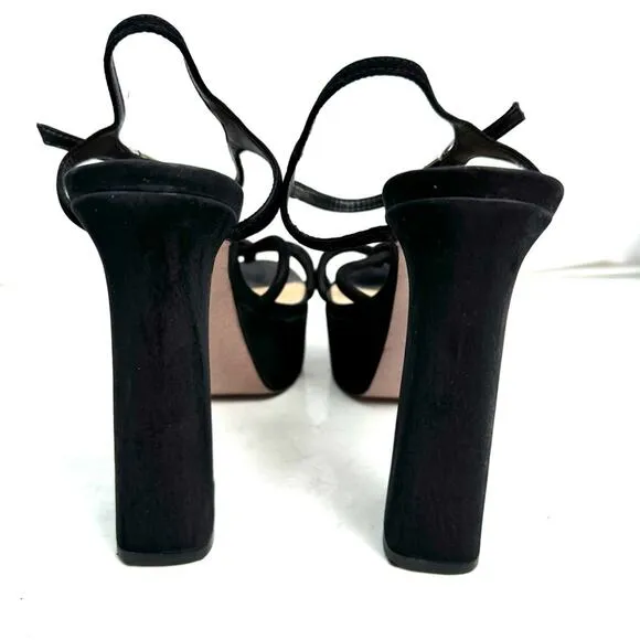 SCHUTZ Black Picca Sandal Heels Shoes Size 8.5