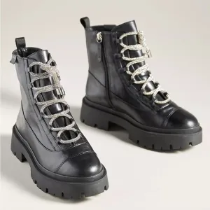 Schutz Kaile Glam Lace-Up Stomper Boots 8M