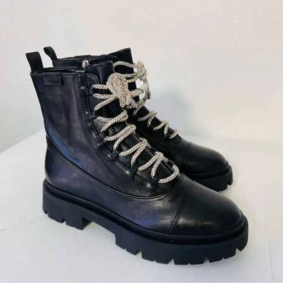 Schutz Kaile Glam Lace-Up Stomper Boots 8M