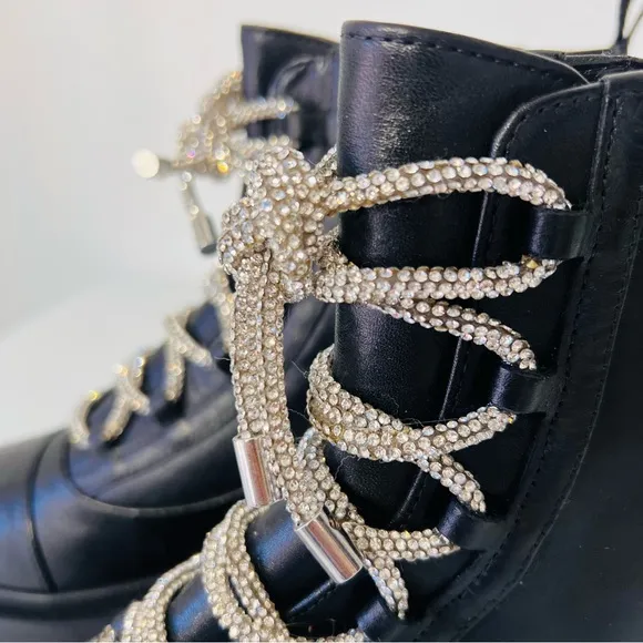 Schutz Kaile Glam Lace-Up Stomper Boots 8M