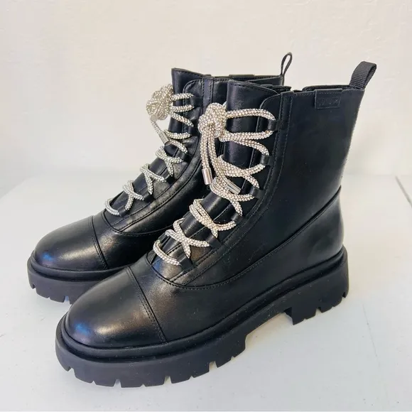 Schutz Kaile Glam Lace-Up Stomper Boots 8M