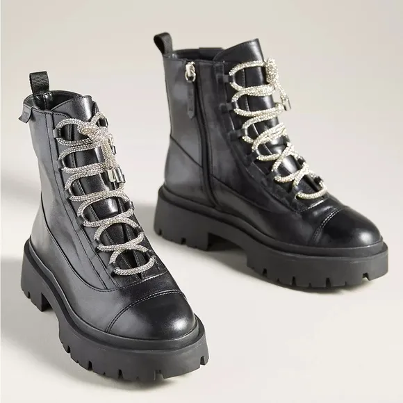 Schutz Kaile Glam Lace-Up Stomper Boots 8M