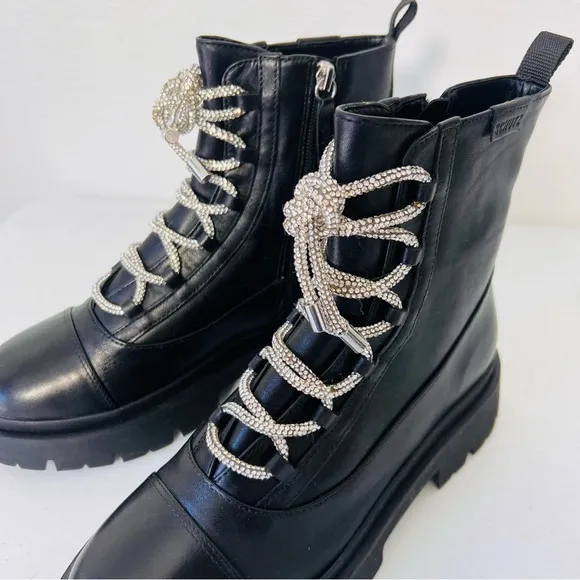 Schutz Kaile Glam Lace-Up Stomper Boots 8M