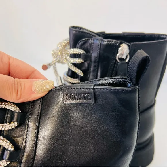 Schutz Kaile Glam Lace-Up Stomper Boots 8M