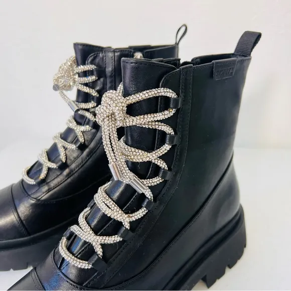 Schutz Kaile Glam Lace-Up Stomper Boots 8M