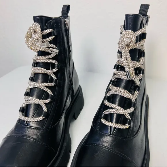 Schutz Kaile Glam Lace-Up Stomper Boots 8M