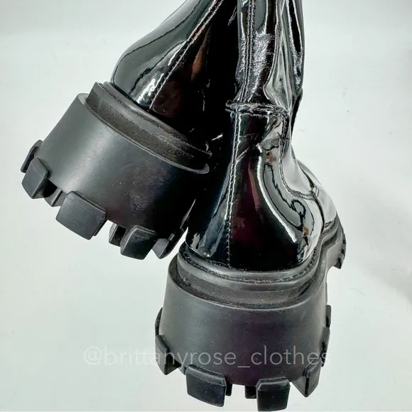 SCHUTZ Kendy Patent Leather Lug Sole Boots in Black