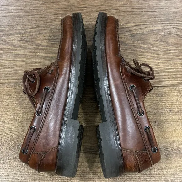 Sebago Docksides Boat Shoes Men 7 E Brown Leather Loafers 2 Eye Handsewn Classic