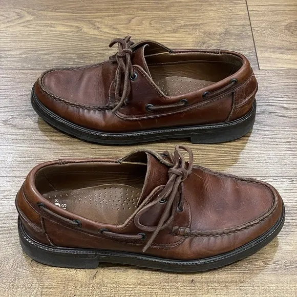 Sebago Docksides Boat Shoes Men 7 E Brown Leather Loafers 2 Eye Handsewn Classic