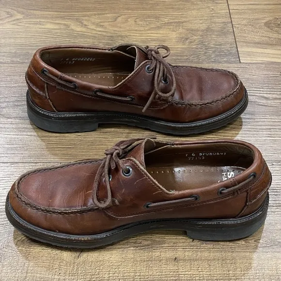 Sebago Docksides Boat Shoes Men 7 E Brown Leather Loafers 2 Eye Handsewn Classic