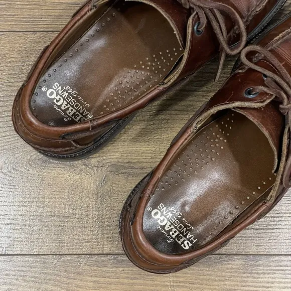 Sebago Docksides Boat Shoes Men 7 E Brown Leather Loafers 2 Eye Handsewn Classic