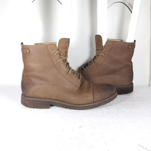 Sebago Men's US11 EU45 Brown Leather Lace-Up Cap Toe Ankle Boots Booties