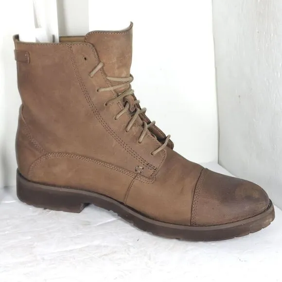 Sebago Men's US11 EU45 Brown Leather Lace-Up Cap Toe Ankle Boots Booties