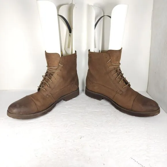 Sebago Men's US11 EU45 Brown Leather Lace-Up Cap Toe Ankle Boots Booties