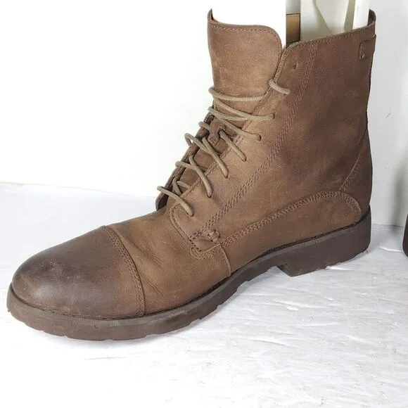 Sebago Men's US11 EU45 Brown Leather Lace-Up Cap Toe Ankle Boots Booties