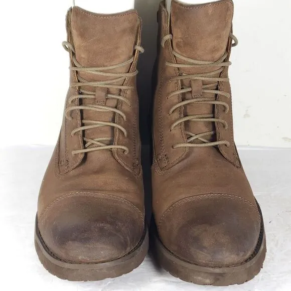 Sebago Men's US11 EU45 Brown Leather Lace-Up Cap Toe Ankle Boots Booties