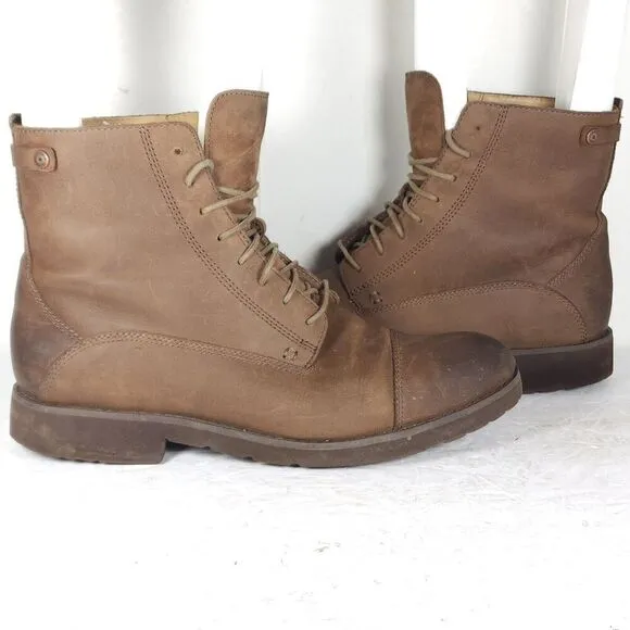 Sebago Men's US11 EU45 Brown Leather Lace-Up Cap Toe Ankle Boots Booties