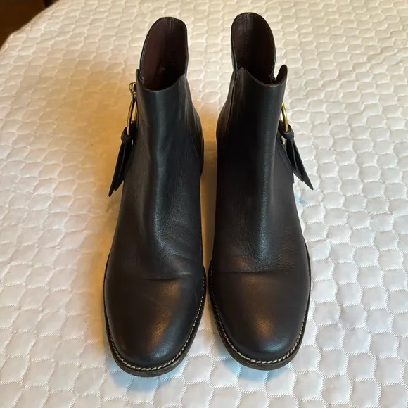See by Chloé Louise Leather Ankle Boots Size 40 US 9 Gold Hardware