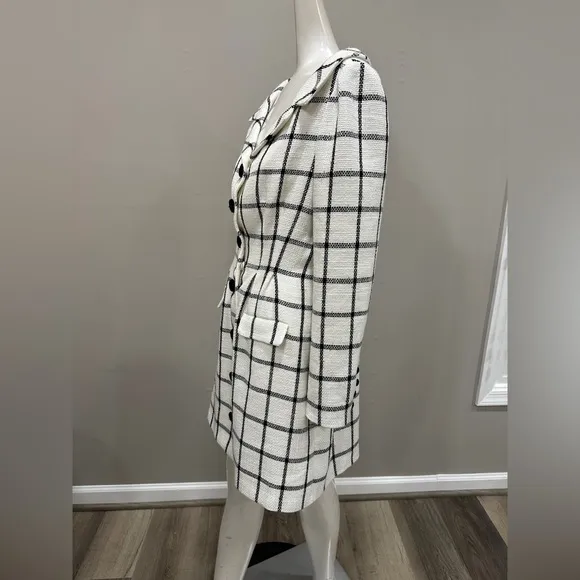 Self-Portrait CREAM CHECK TAILORED MINI DRESS SIZE 2 $555