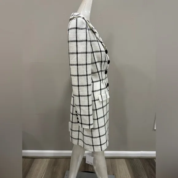 Self-Portrait CREAM CHECK TAILORED MINI DRESS SIZE 2 $555