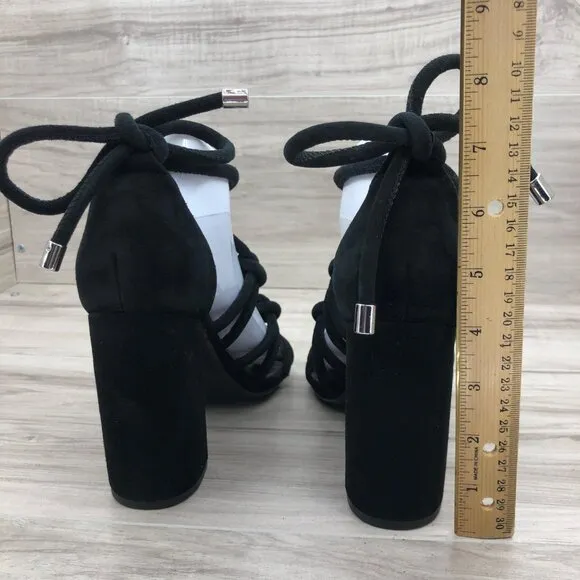Senso Vanita Sandal Heels Womens EU 39 Black Suede Knot Lace Up Strappy