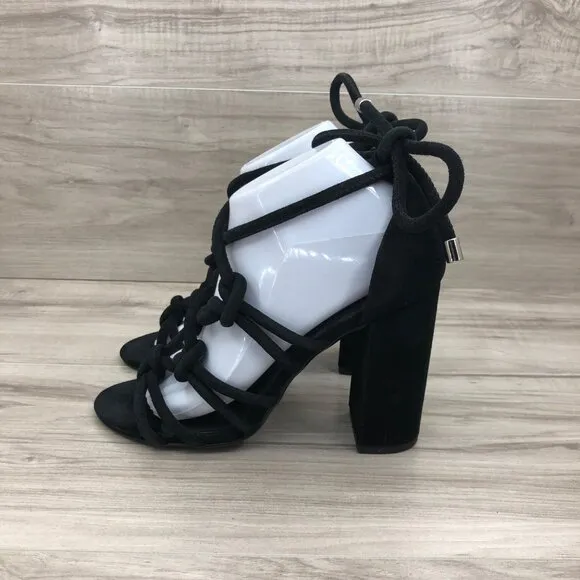 Senso Vanita Sandal Heels Womens EU 39 Black Suede Knot Lace Up Strappy