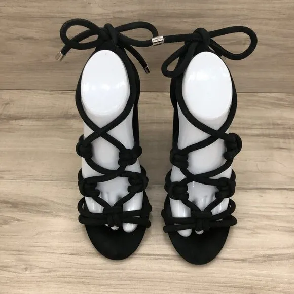Senso Vanita Sandal Heels Womens EU 39 Black Suede Knot Lace Up Strappy