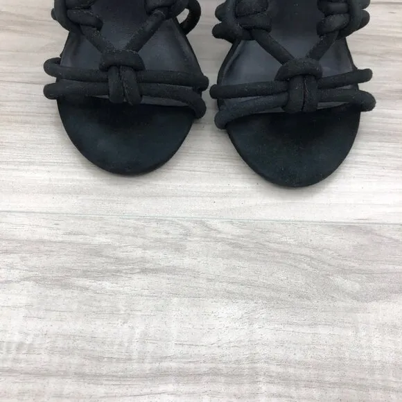 Senso Vanita Sandal Heels Womens EU 39 Black Suede Knot Lace Up Strappy