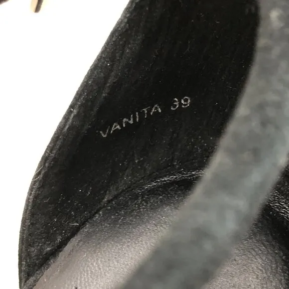 Senso Vanita Sandal Heels Womens EU 39 Black Suede Knot Lace Up Strappy