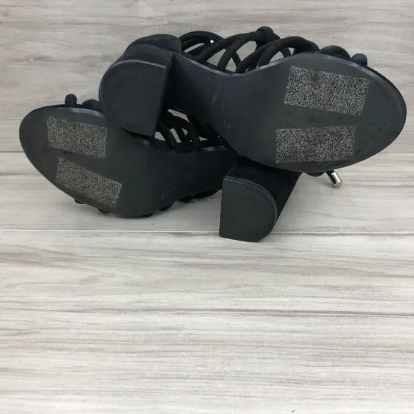 Senso Vanita Sandal Heels Womens EU 39 Black Suede Knot Lace Up Strappy