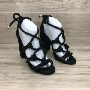 Senso Vanita Sandal Heels Womens EU 39 Black Suede Knot Lace Up Strappy