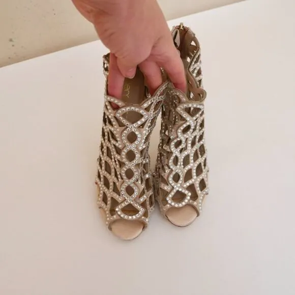 Sergio Rossi // Mermaid Crystal Cage Open Toe Bootie Heel 2014 Vintage 6