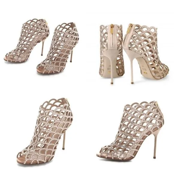 Sergio Rossi // Mermaid Crystal Cage Open Toe Bootie Heel 2014 Vintage 6