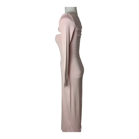 Ser.o.ya Irene Bodycon Midi Long Sleeve Dress In Pastel Pink Size Small