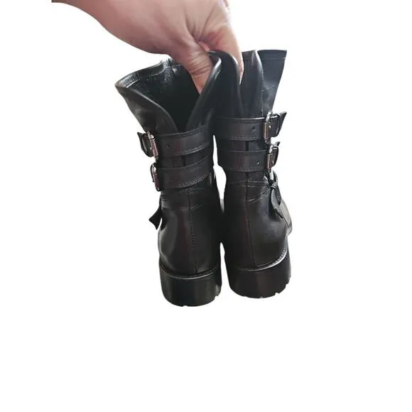 Sesto Meucci black leather moto boots made in Italys sz 8.5 new