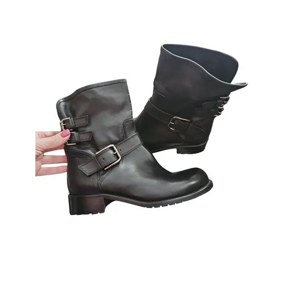 Sesto Meucci black leather moto boots made in Italys sz 8.5 new